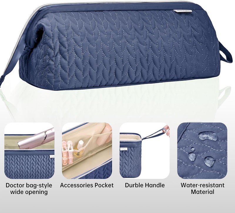 KarSyon Shark Flex Style Case for Airwrap Hair Dryer Brush Revlon Hair Tools Travel Bag Carrying Case Flat Curling Iron Organizer (Navy Blue) - Image 5